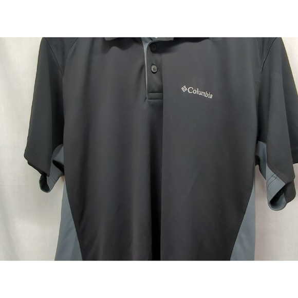 Columbia Polo Shirt Men's Sz L Loose Black Gray Light Breathable Omni-Shade - Picture 9 of 10